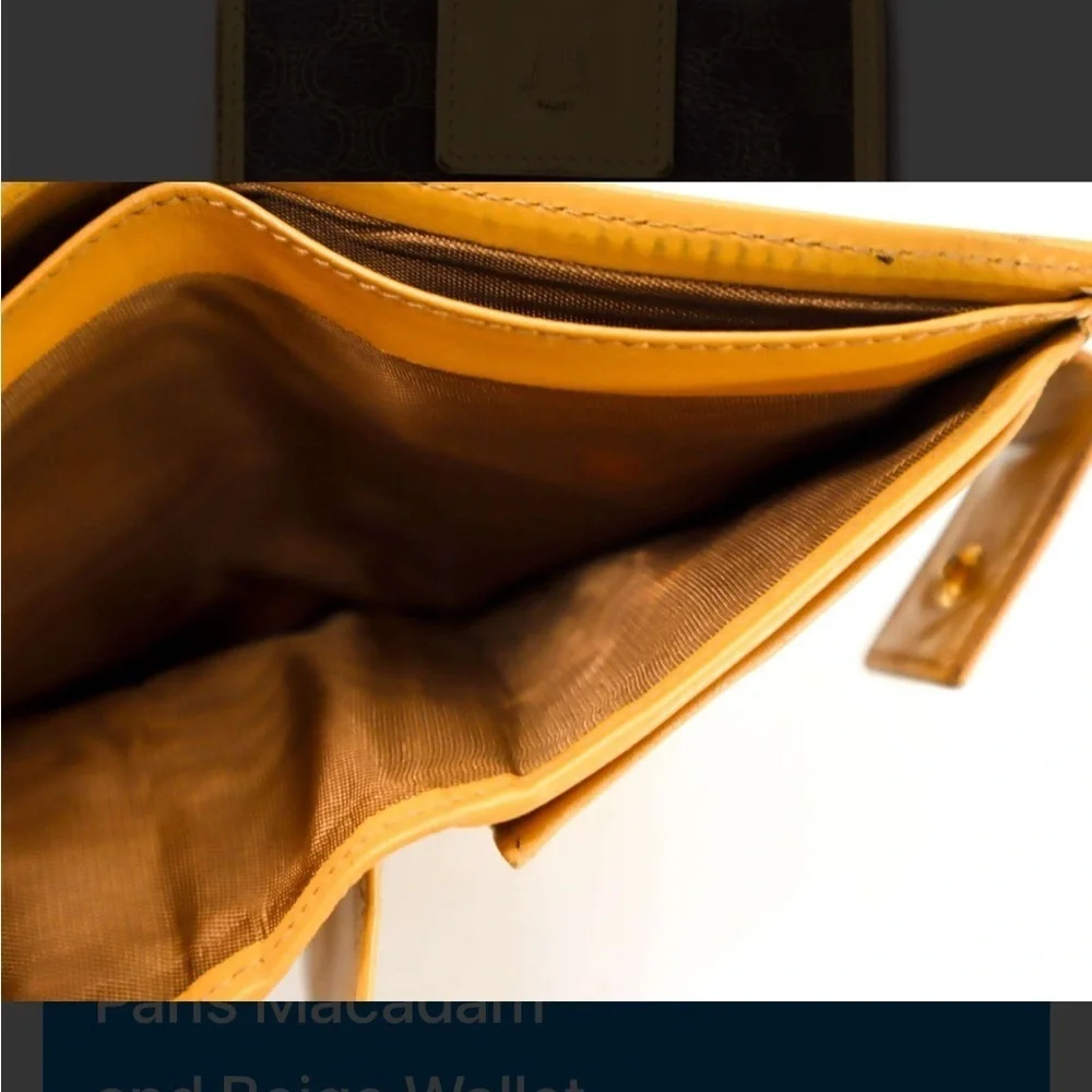 Celine Gamaguchi Paris Macadam and Beige Wallet with Dust Bag and COA